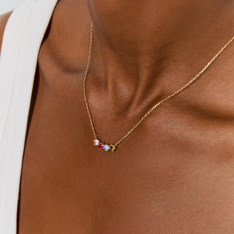 Personalized multi-stone birthstone necklace