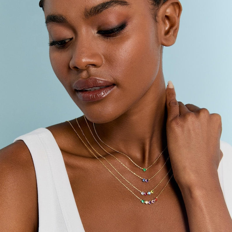 Personalized multi-stone birthstone necklace
