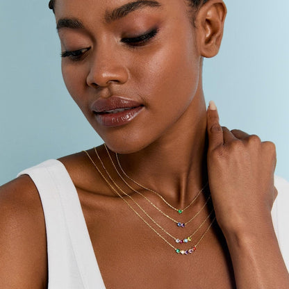 Personalized multi-stone birthstone necklace
