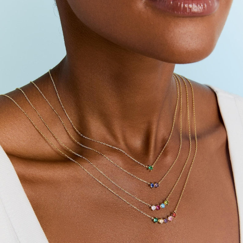 Personalized multi-stone birthstone necklace