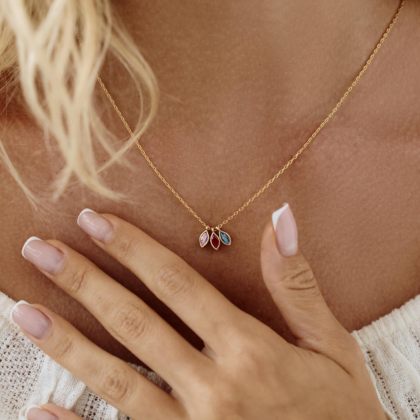 Custom Leaf Birthstone Necklace-Gift for Her