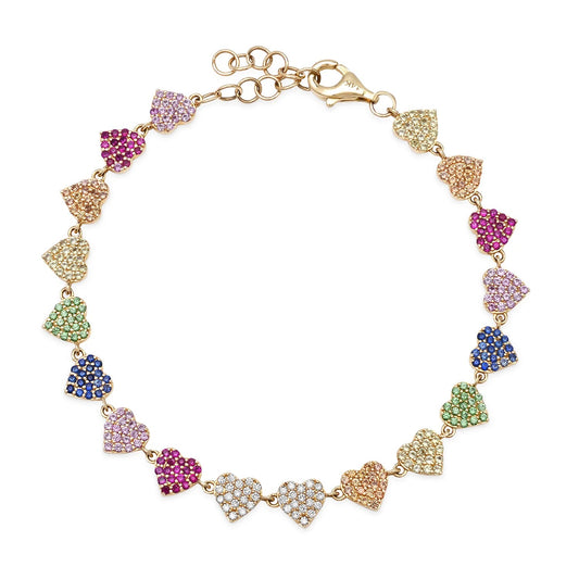 Dainty Love Charms: Multi-Color Diamond Heart Necklace