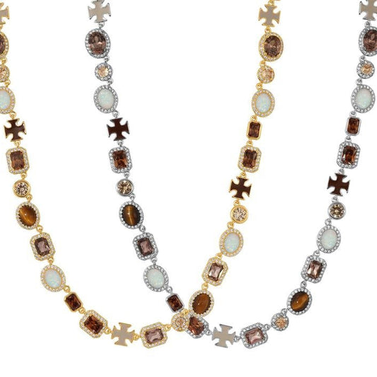 Desert Mirage Opal and Tiger's Eye Gemstone Necklace