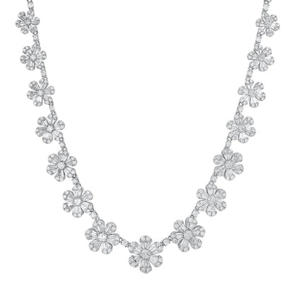 Starlight Blossom: Full-Pave Diamond Flower Necklace