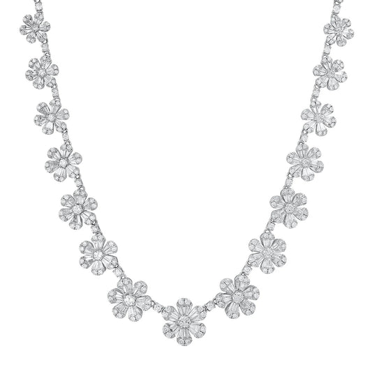 Starlight Blossom: Full-Pave Diamond Flower Necklace