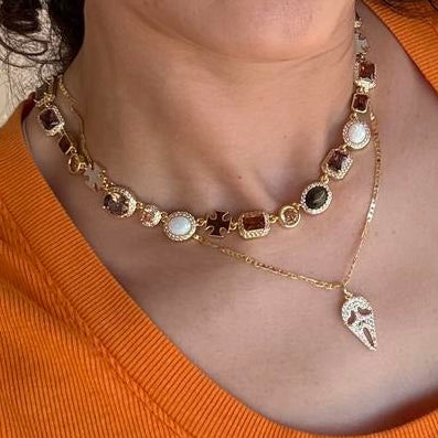 Desert Mirage Opal and Tiger's Eye Gemstone Necklace