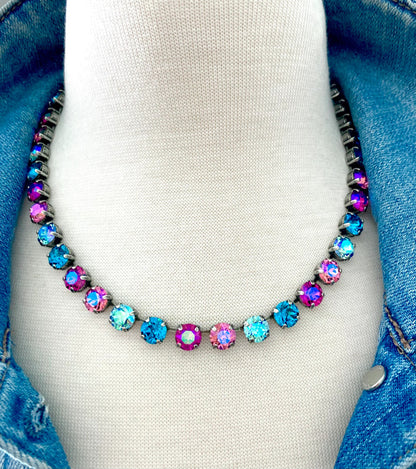 Ocean Twilight: Blue-to-Violet Crystal Necklace