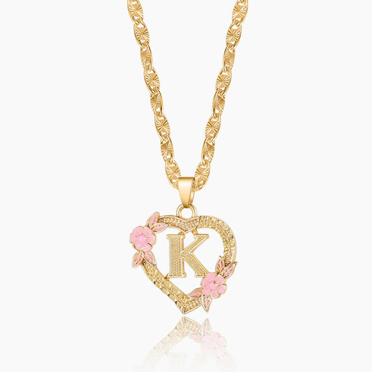 A-Z Letter Heart Shaped Initial Pendant Necklace