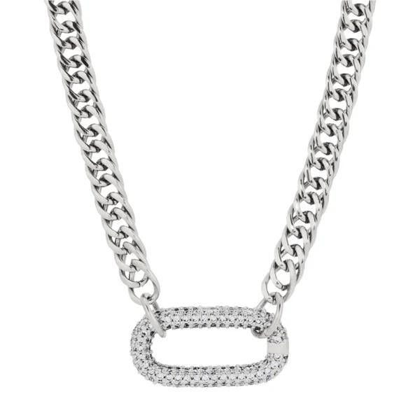 Exquisite Inlaid Pendant: Cuban Link Chain with Zircon Clasp