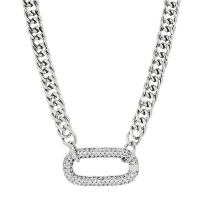 Exquisite Inlaid Pendant: Cuban Link Chain with Zircon Clasp
