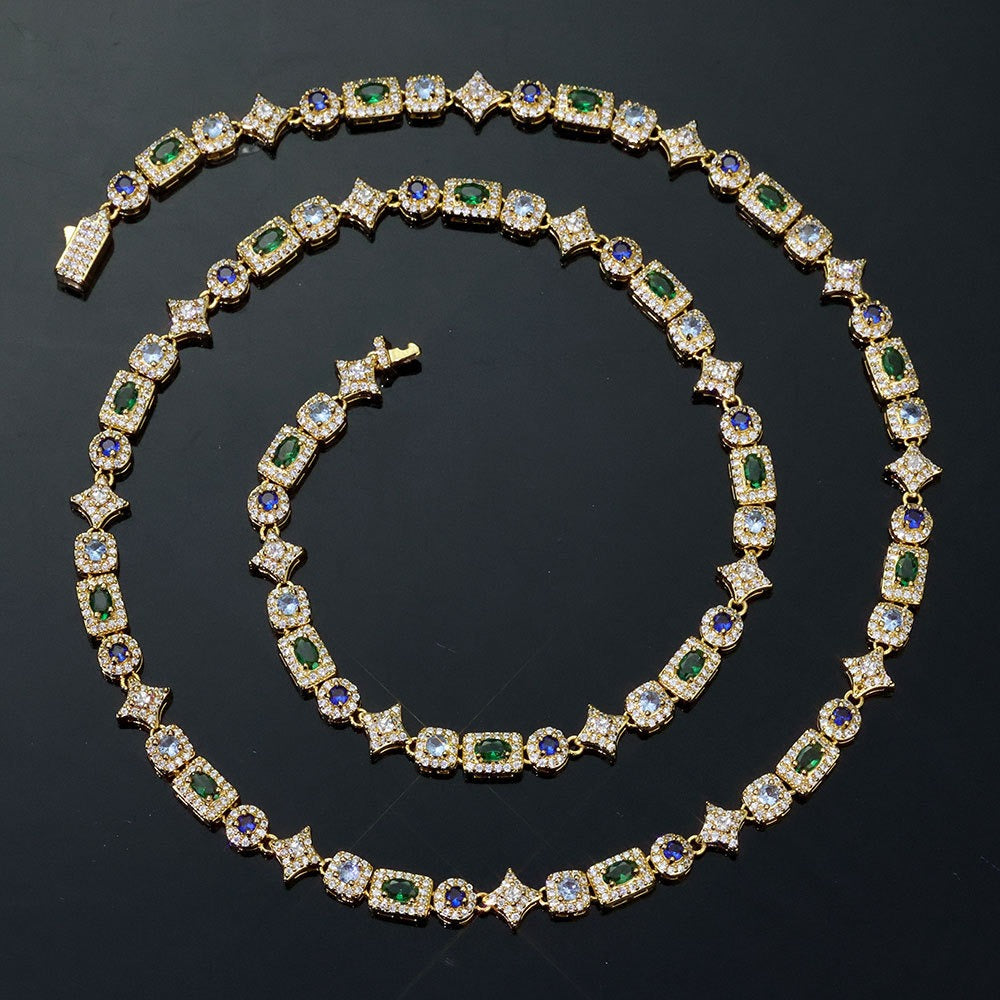 Geometric Colored Gemstone Necklace (Unisex)