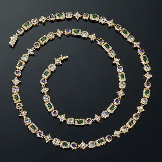 Geometric Colored Gemstone Necklace (Unisex)