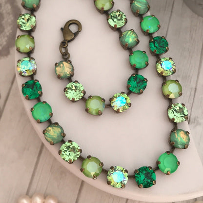 Electric Eden: Neon Spectrum Crystal Tennis Necklace