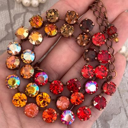 Autumn Gradient Crystal Tennis Necklace