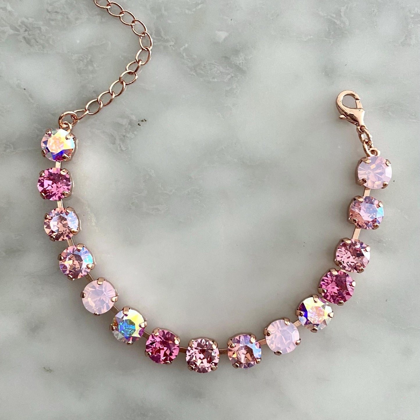 Gradient Pink Crystal Tennis Necklace