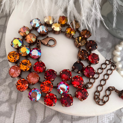 Autumn Gradient Crystal Tennis Necklace