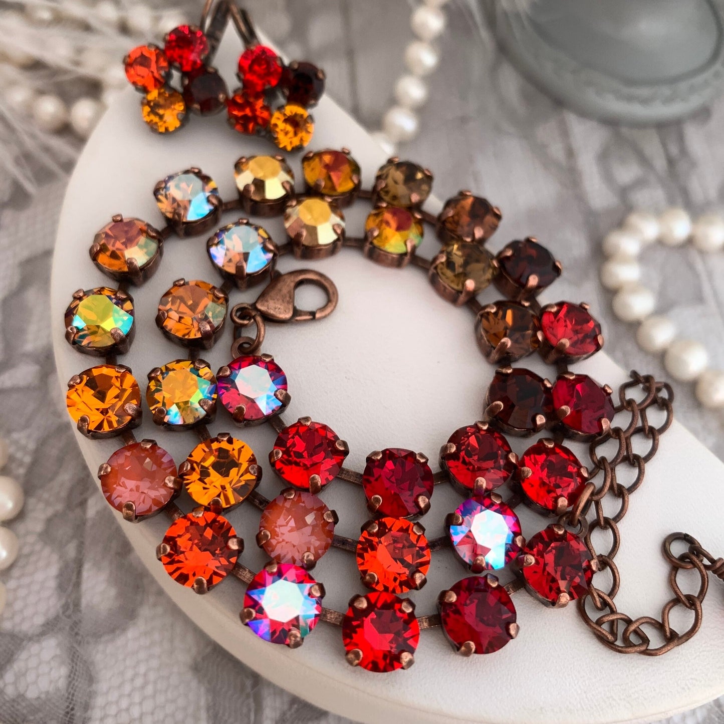 Autumn Gradient Crystal Tennis Necklace