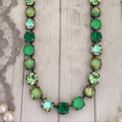 Electric Eden: Neon Spectrum Crystal Tennis Necklace