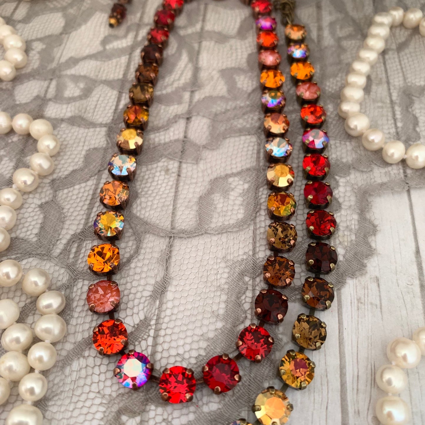 Autumn Gradient Crystal Tennis Necklace