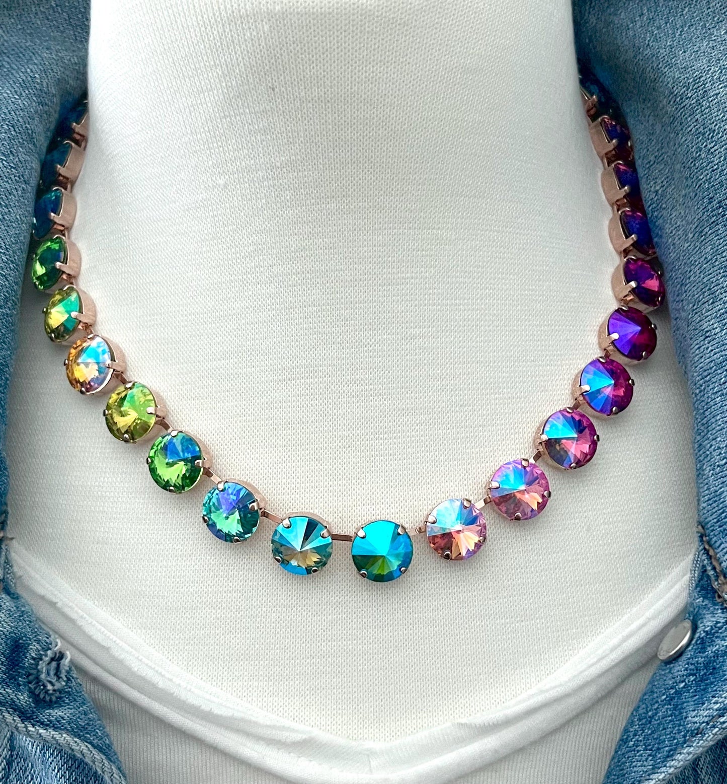 Twilight Garden: Green-to-Violet Crystal Necklace