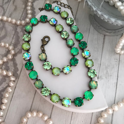 Electric Eden: Neon Spectrum Crystal Tennis Necklace