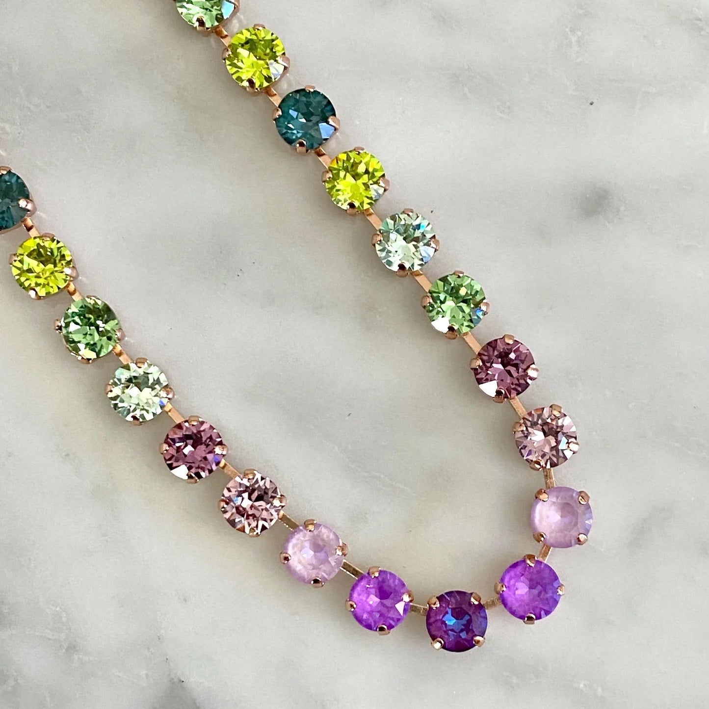 Violet-to-Emergrad Crystal Tennis Necklace