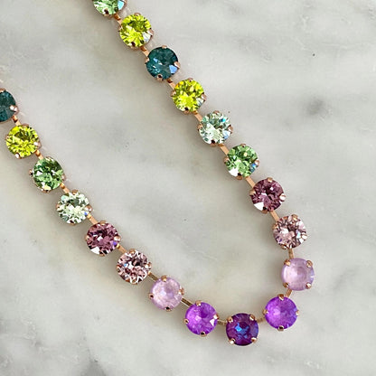 Violet-to-Emergrad Crystal Tennis Necklace