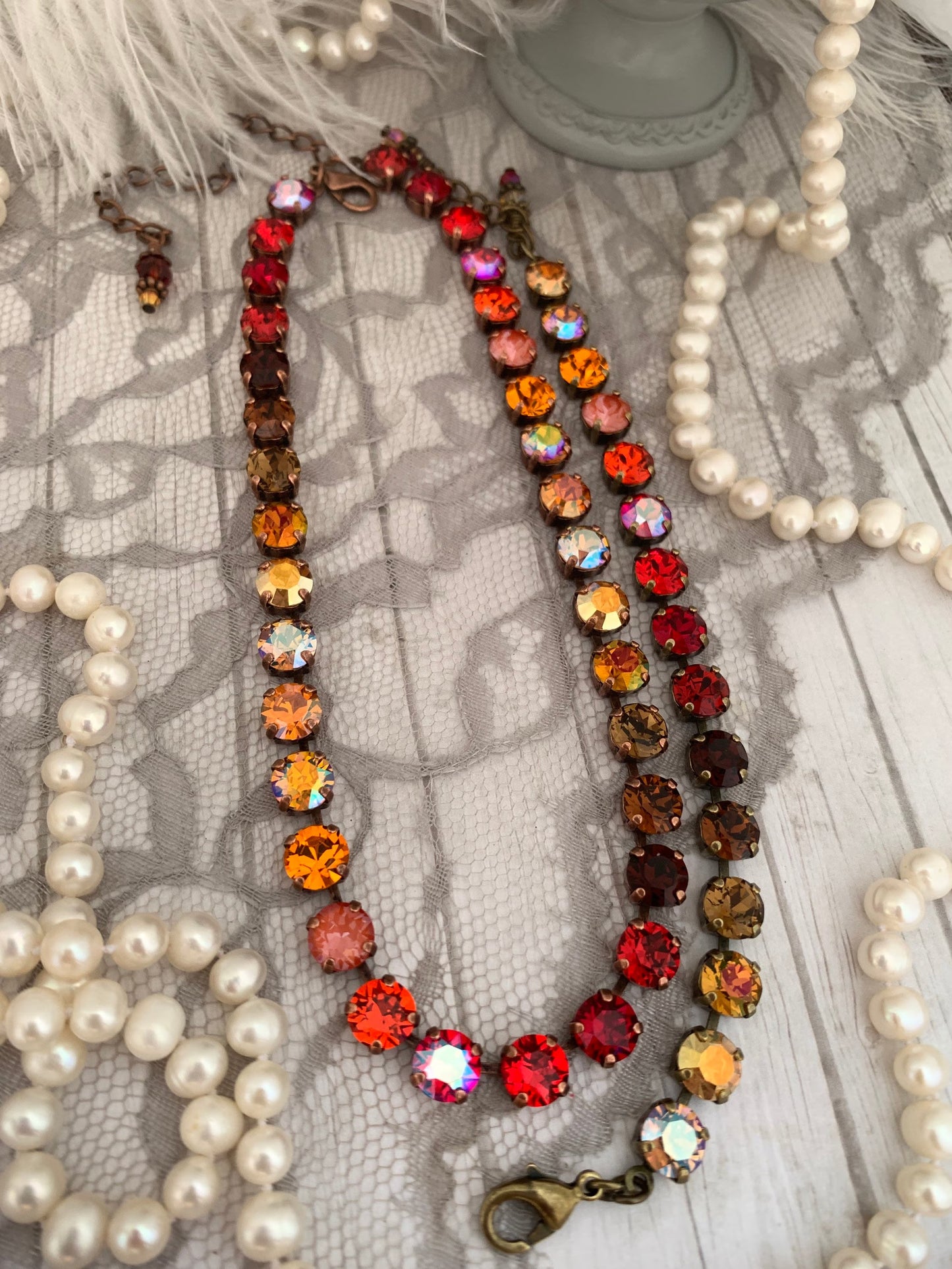 Autumn Gradient Crystal Tennis Necklace