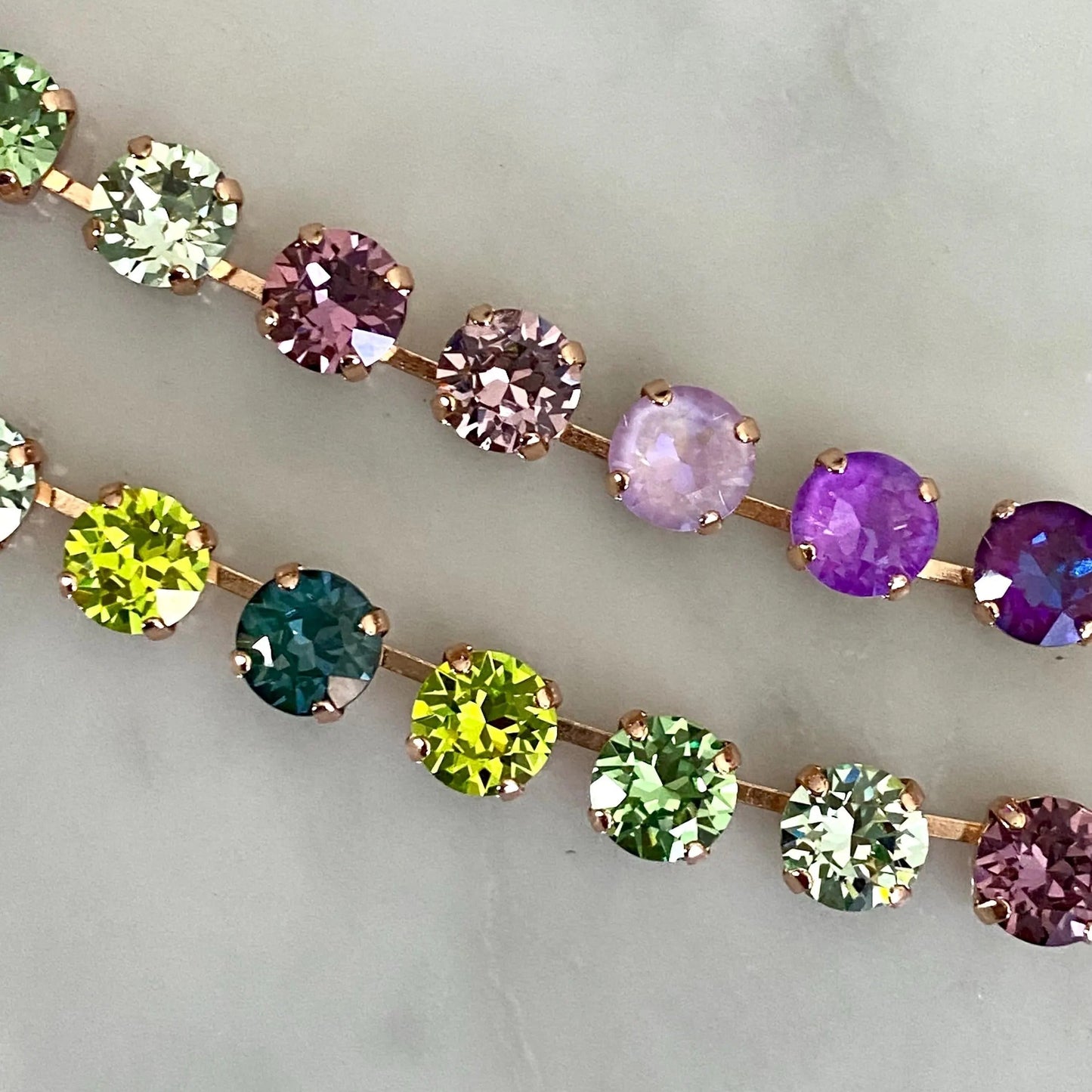 Violet-to-Emergrad Crystal Tennis Necklace