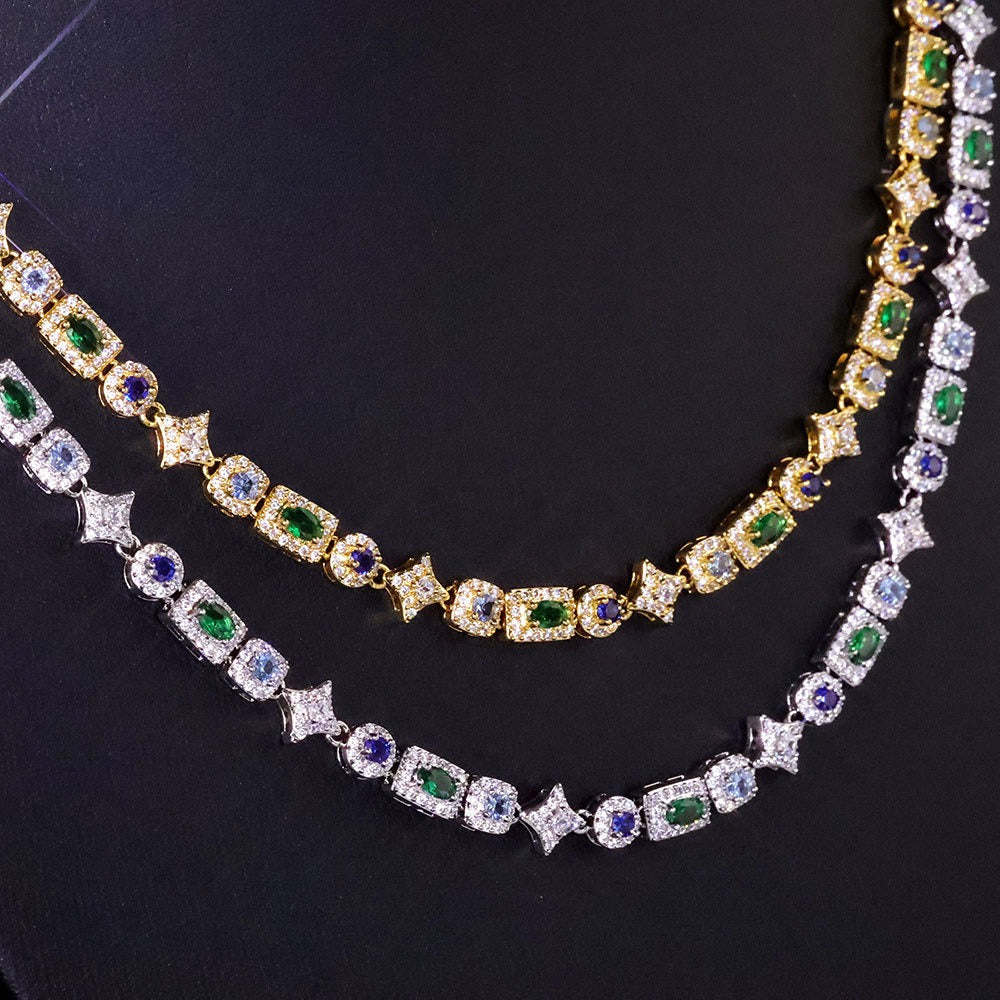 Geometric Colored Gemstone Necklace (Unisex)