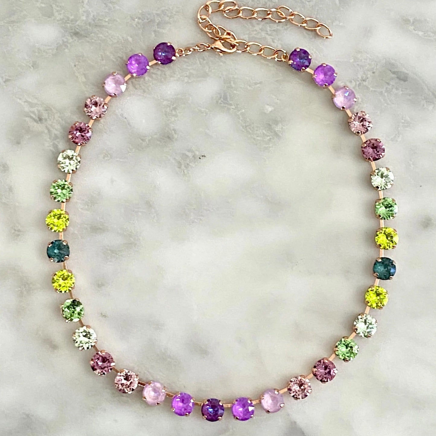 Amethyst & Ivy Glow: Jewel-Tone Crystal Necklace