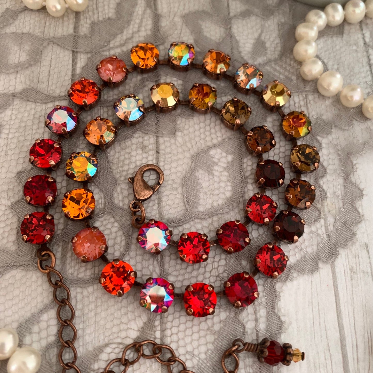 Autumn Gradient Crystal Tennis Necklace