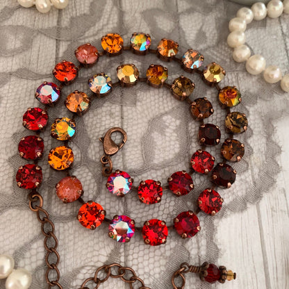 Autumn Gradient Crystal Tennis Necklace