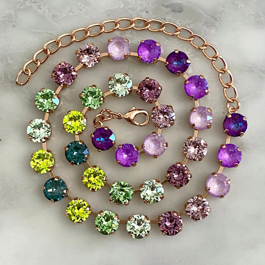 Violet-to-Emergrad Crystal Tennis Necklace