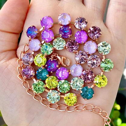 Amethyst & Ivy Glow: Jewel-Tone Crystal Necklace