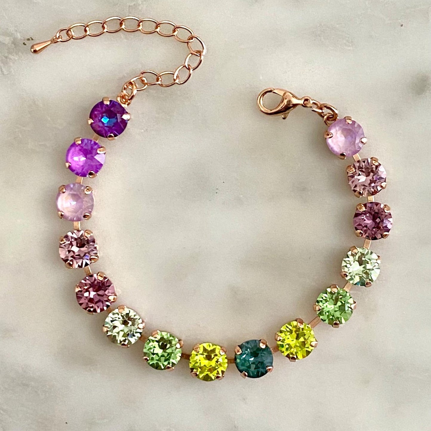 Violet-to-Emergrad Crystal Tennis Necklace