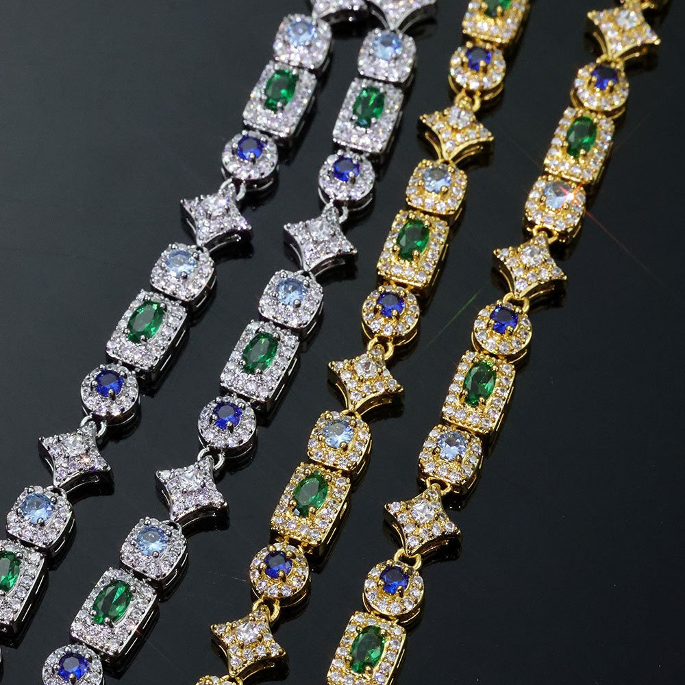 Geometric Colored Gemstone Necklace (Unisex)