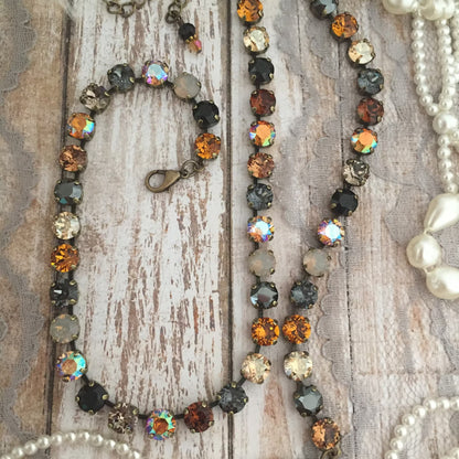 Autumn Cognac: Champagne & Caramel Crystal Tennis Necklace