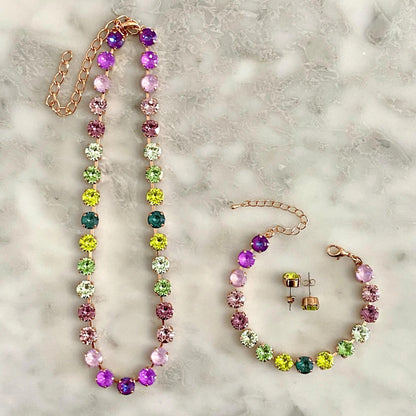 Amethyst & Ivy Glow: Jewel-Tone Crystal Necklace