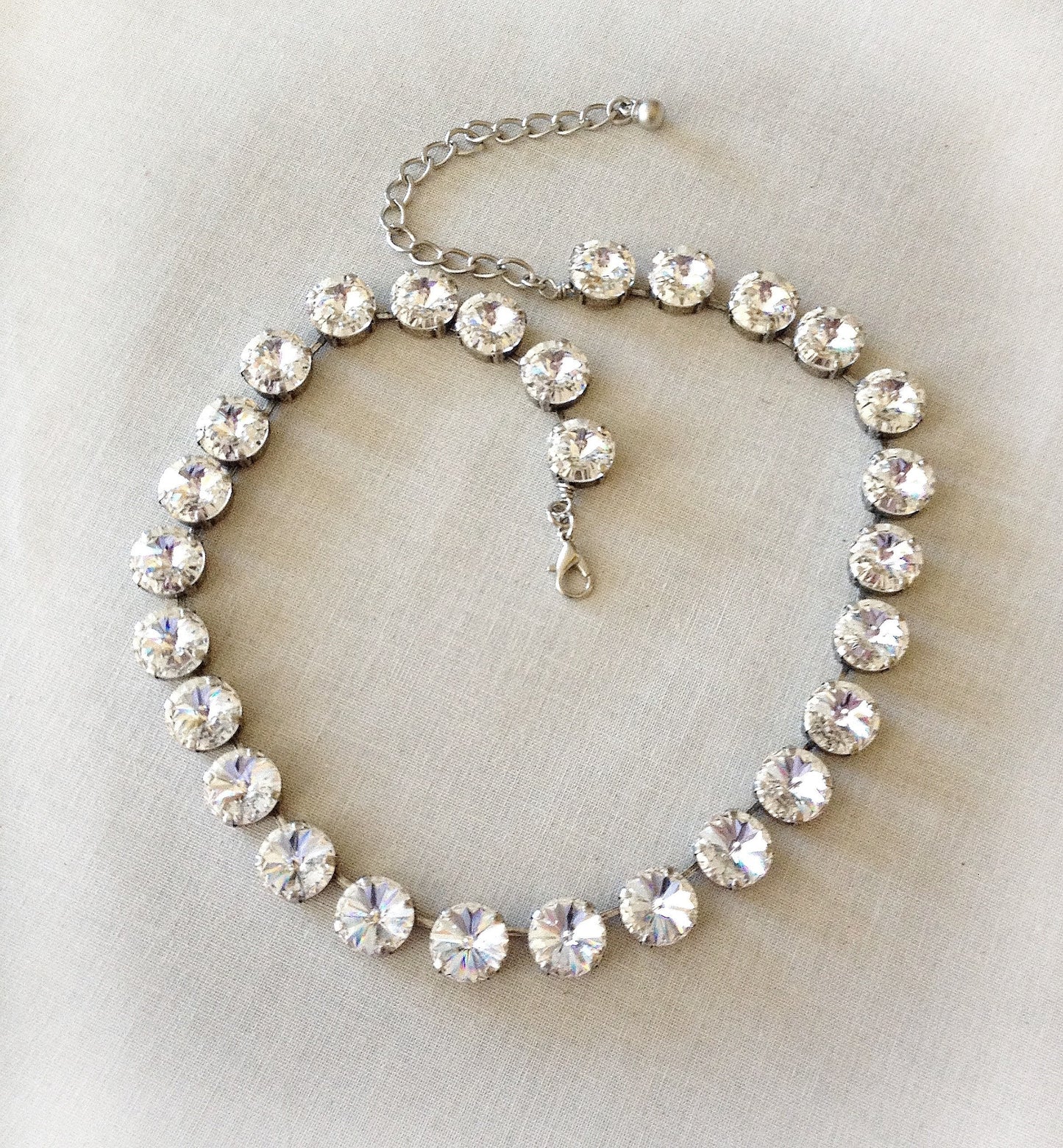 Winter Light: White Crystal Tennis Necklace
