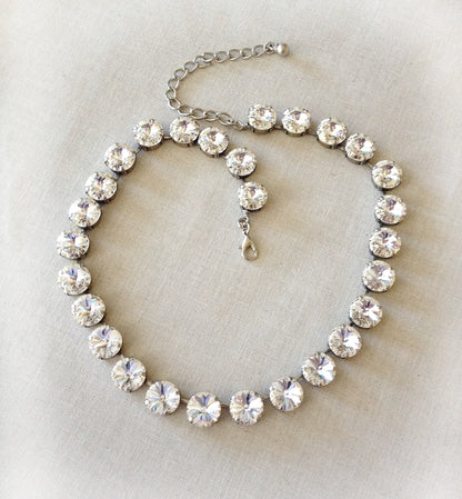Winter Light: White Crystal Tennis Necklace