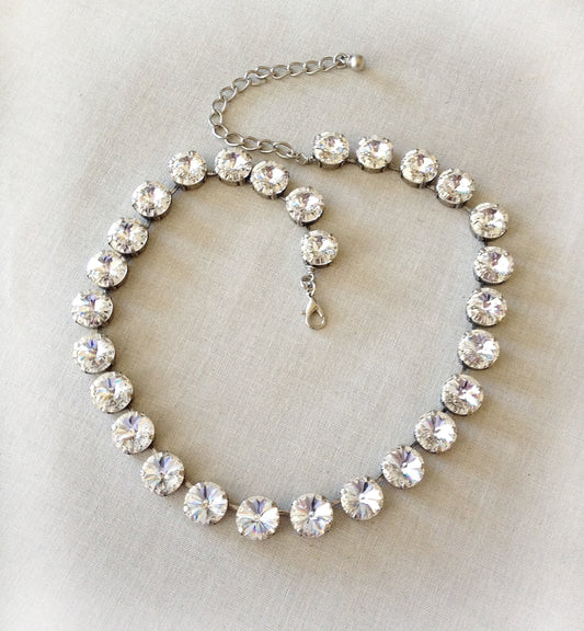 Winter Light: White Crystal Tennis Necklace