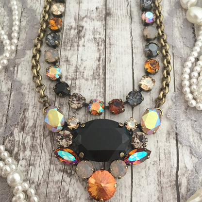 Autumn Cognac: Champagne & Caramel Crystal Tennis Necklace