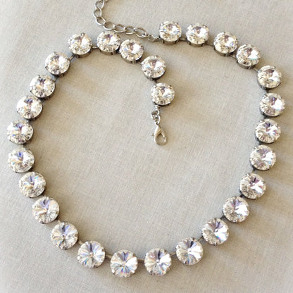 Winter Light: White Crystal Tennis Necklace