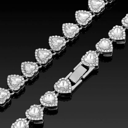 Heart-Shaped Cuban Link Necklace Set Hip-Hop Style Choker Combo Luxury Jewelry Set