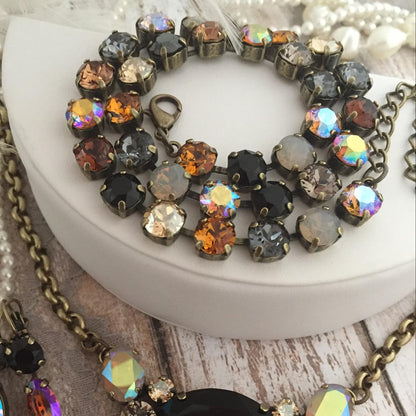 Autumn Cognac: Champagne & Caramel Crystal Tennis Necklace