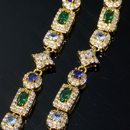 Geometric Colored Gemstone Necklace (Unisex)