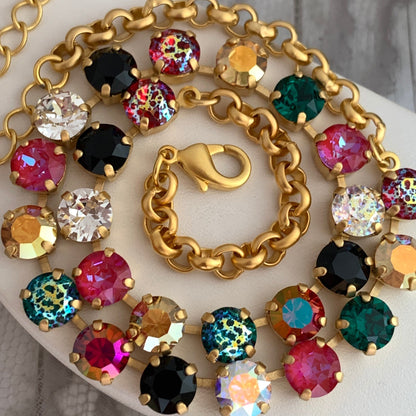 Holiday Design: Crimson & Gold Crystal Tennis Necklace