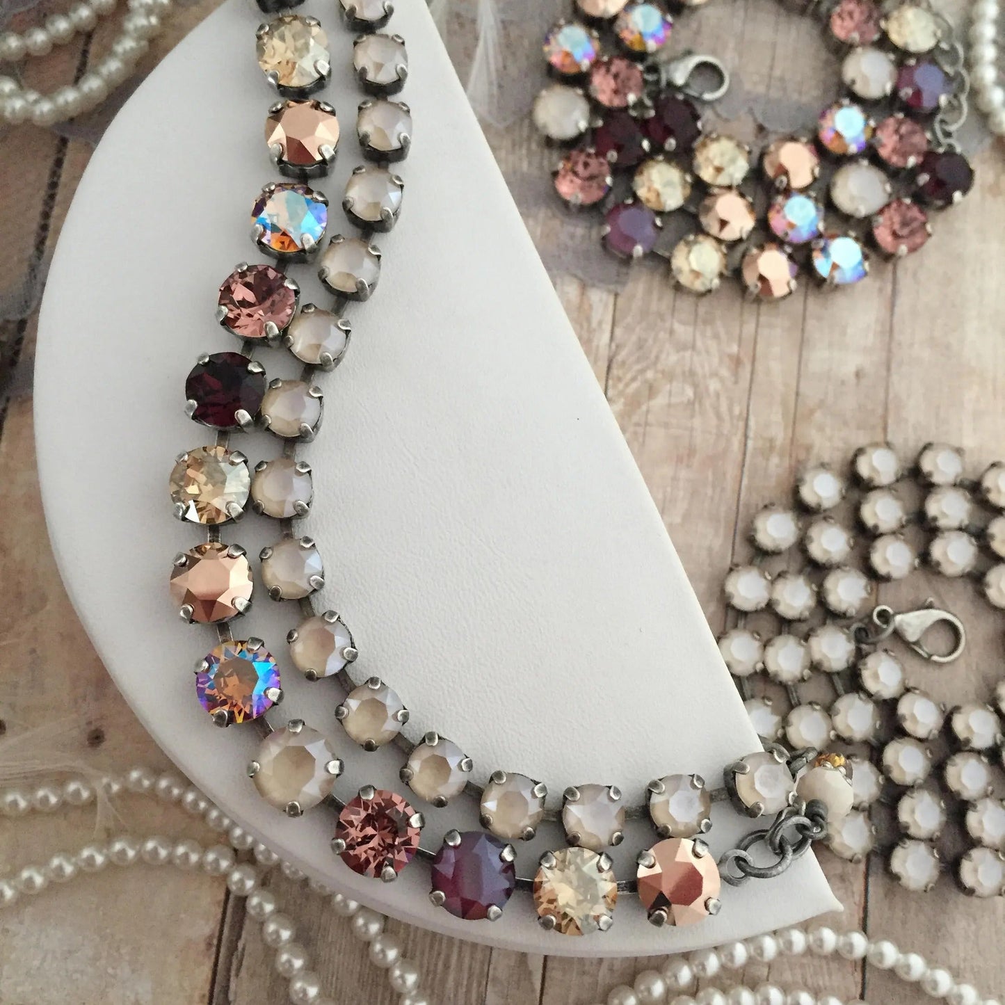 Neutral Spectrum Warm-Toned Crystal statement necklace
