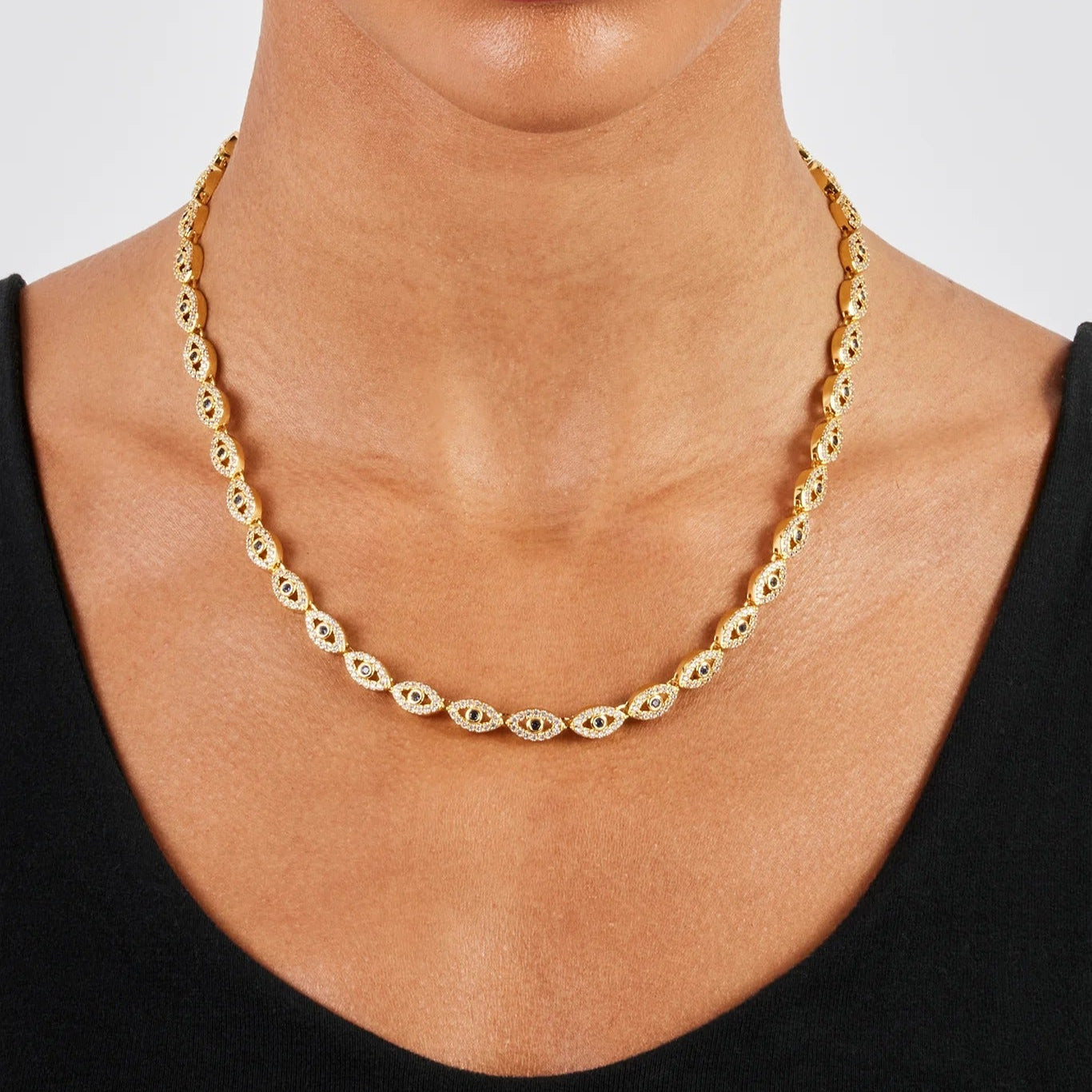 Gold Evil Eye Gemstone Necklace